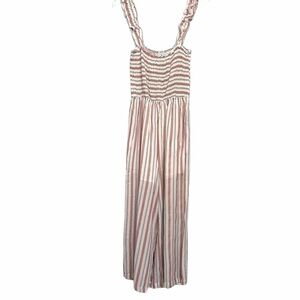 Hayden Smocked Bodice Striped Jumpsuit NWT Size M